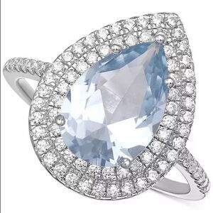 NWT Giani Bernini Cubic Zirconia Pear Double Halo Ring in Sterling Sliver